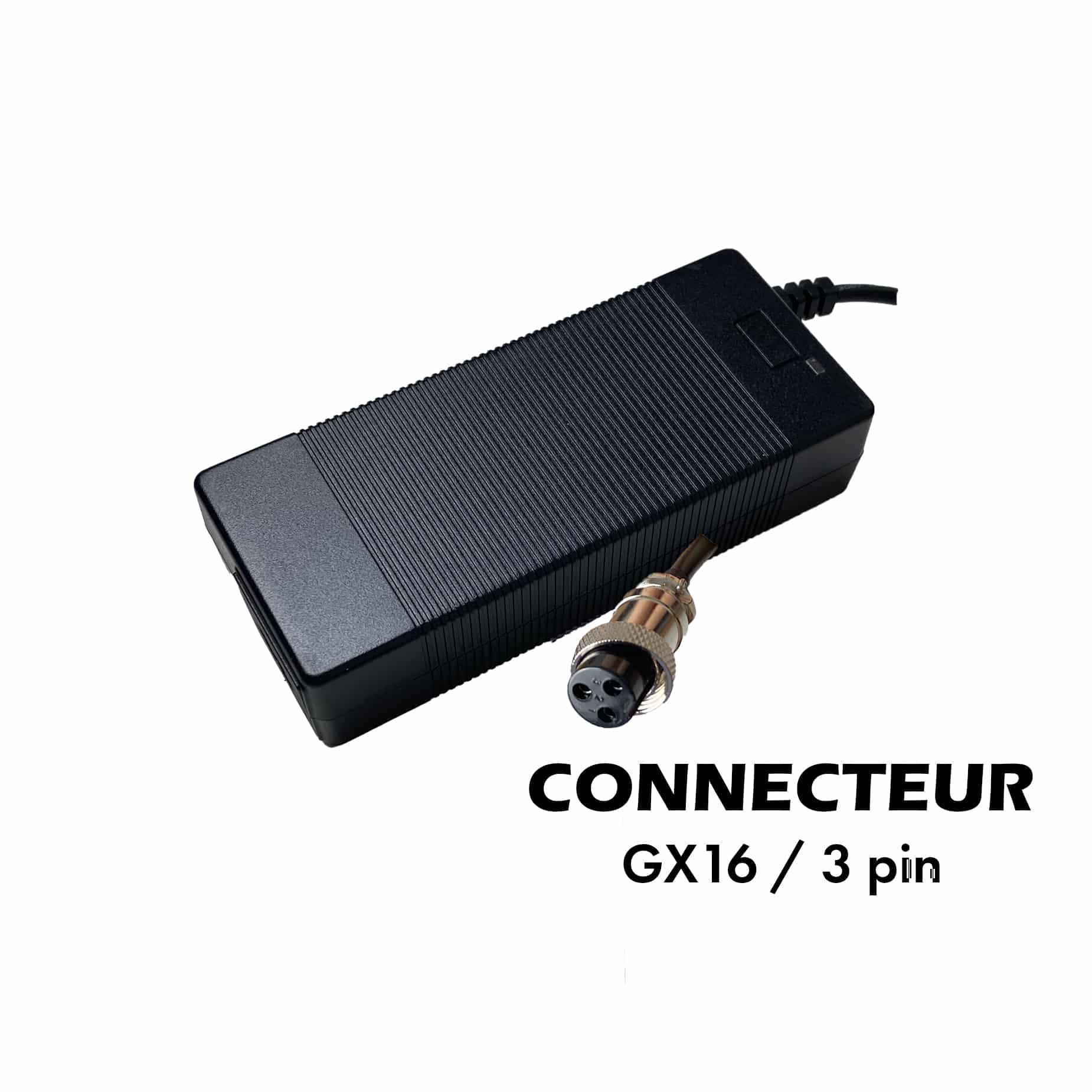 Chargeur 36V➡️ 42V / 3A (connecteur GX16-3p)
